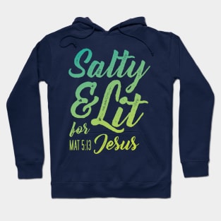 Salty and Lit for Jesus - Aqua Gradient Distress Hoodie